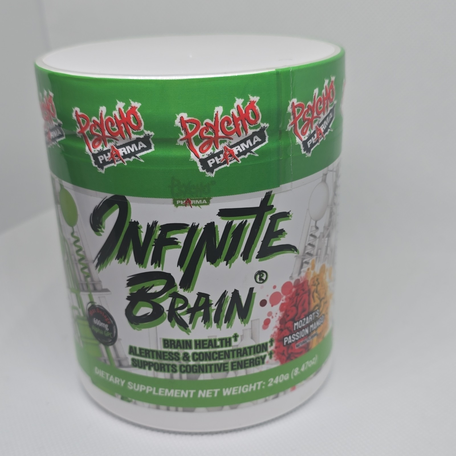 Psycho Pharma Nootropic Powder Mozart's Passion Mango B6 B12 Tyrosine 240g