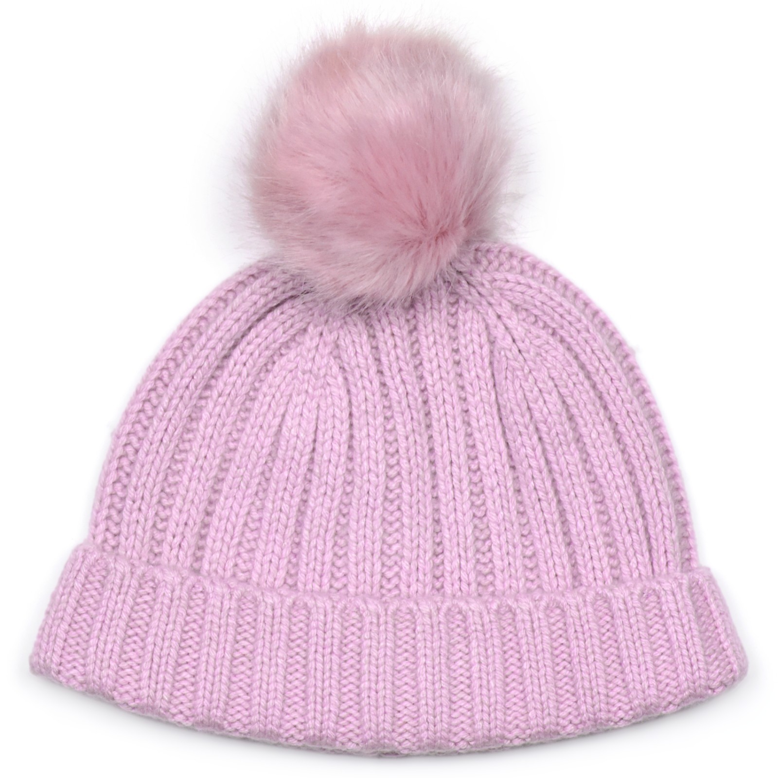 Qty 3: J.Crew Women's Rib-Knit Beanie, Faux-Fur Pom-Pom - Lilac, Peach, Navy NWT