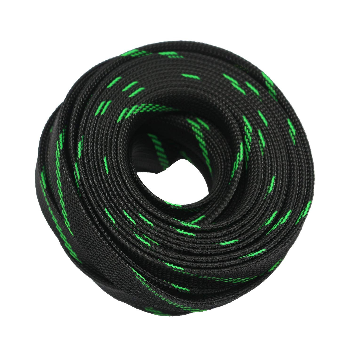 30ft PET Expandable Sleeving Wire Cable Sleeve 2/3, GreenBlack