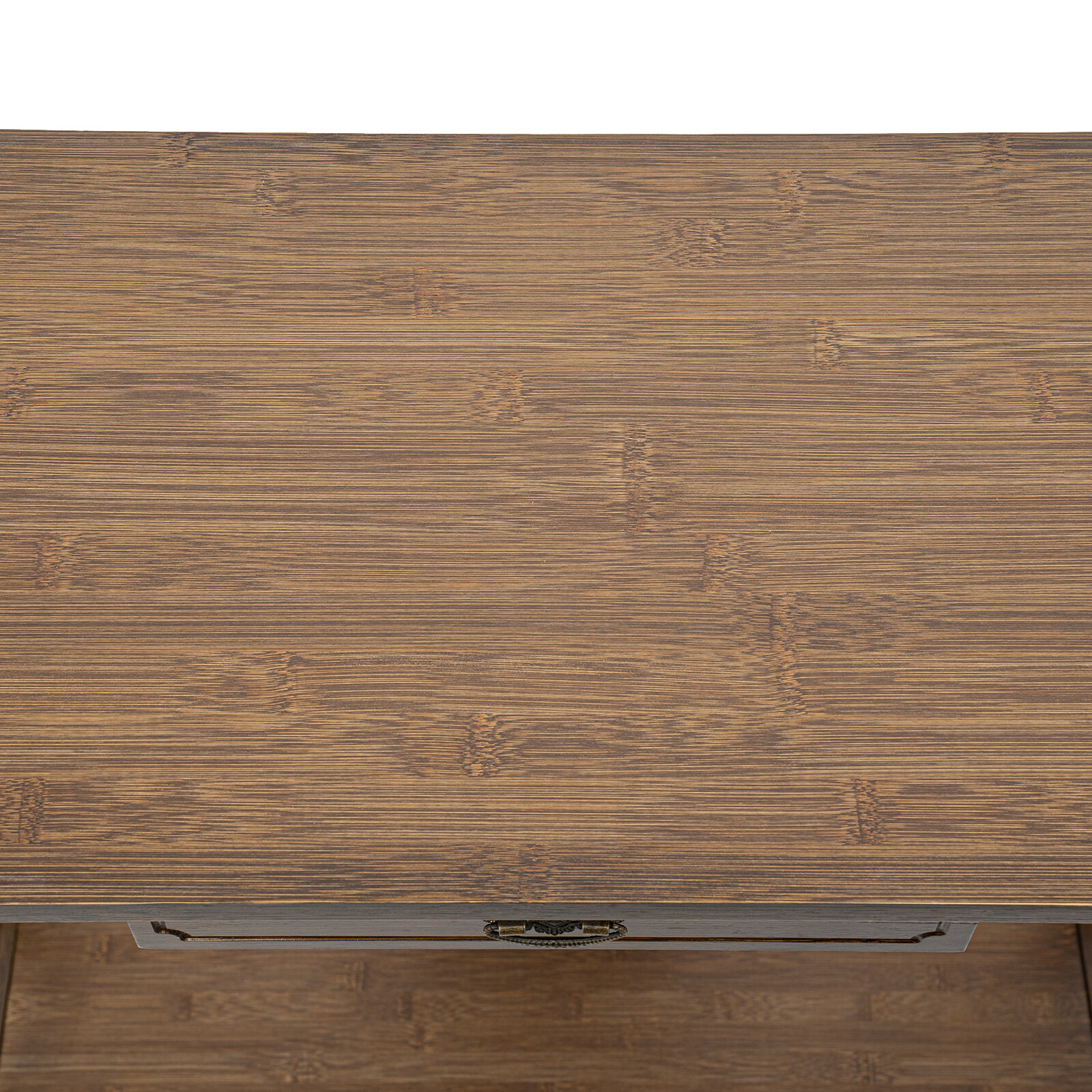 2 Tiers Walnut Sofa Table Bamboo Entryway Table Table With Storage Shelves