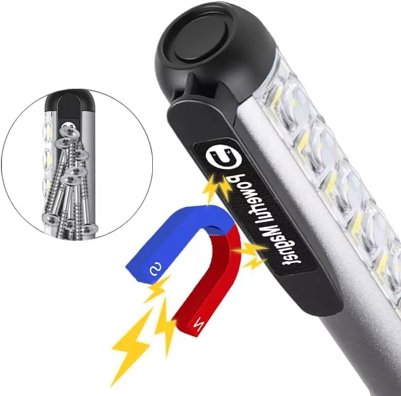 Magnetic Pen Flashlight Pocket Worklight Torch LED Penlight Rechargeable w/ Clip