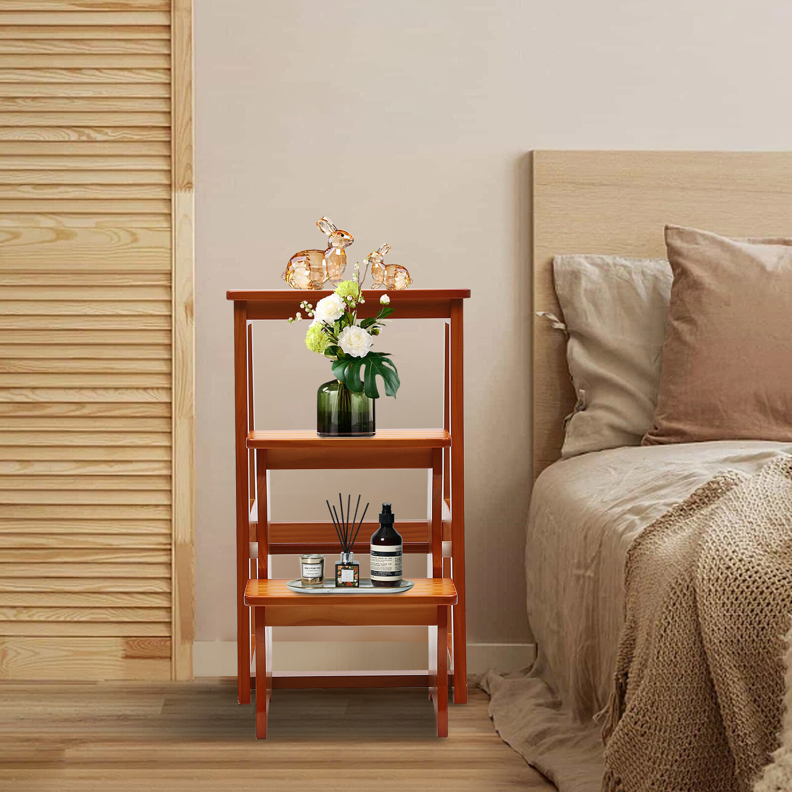 3-Step Folding Library Ladder Chair, Portable Multifunctional Step Stool