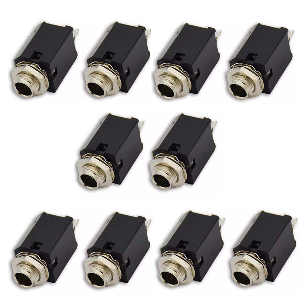 10PCS 1/4" 6.35mm Stereo Jack Socket Audio Plug For Guitar Pedal/Amp/ Diy