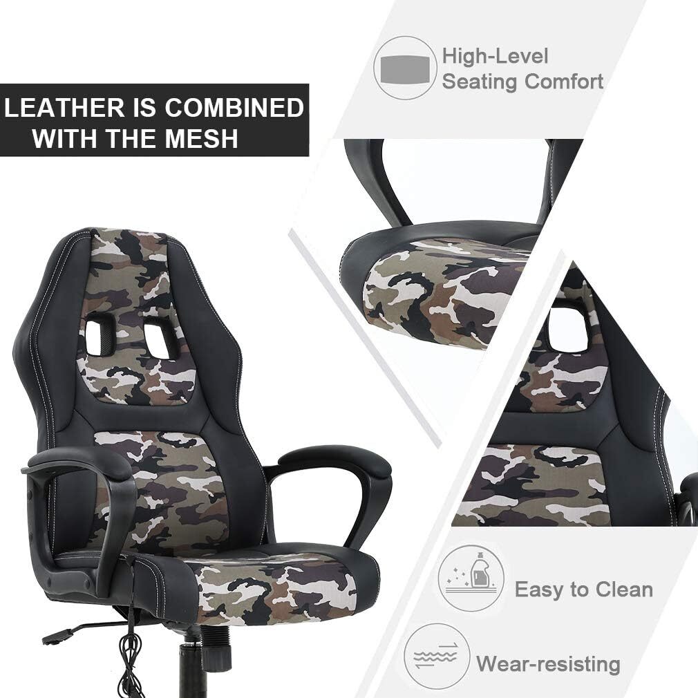 PC Gaming Chair Massage Office Chair Ergonomic Desk Chair Adjustable PU Leather