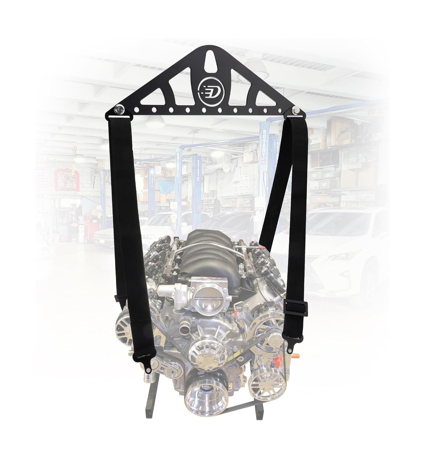 Heavy-Duty Engine Lifting Sling, 2-Point Or 4-Point Adjustable Nylon Straps w...