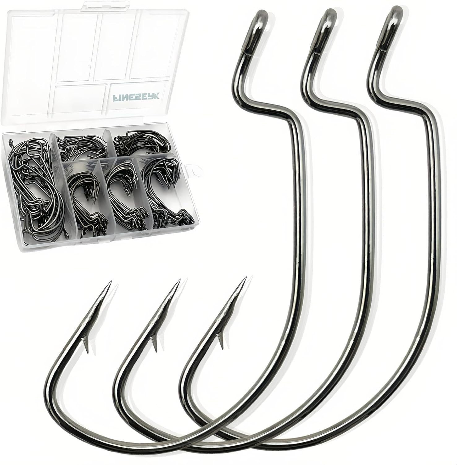 120Pcs Bass Fishing Hooks Freshwater, Premium #1 1/0 2/0 3/0 4/0 5/0, Silver