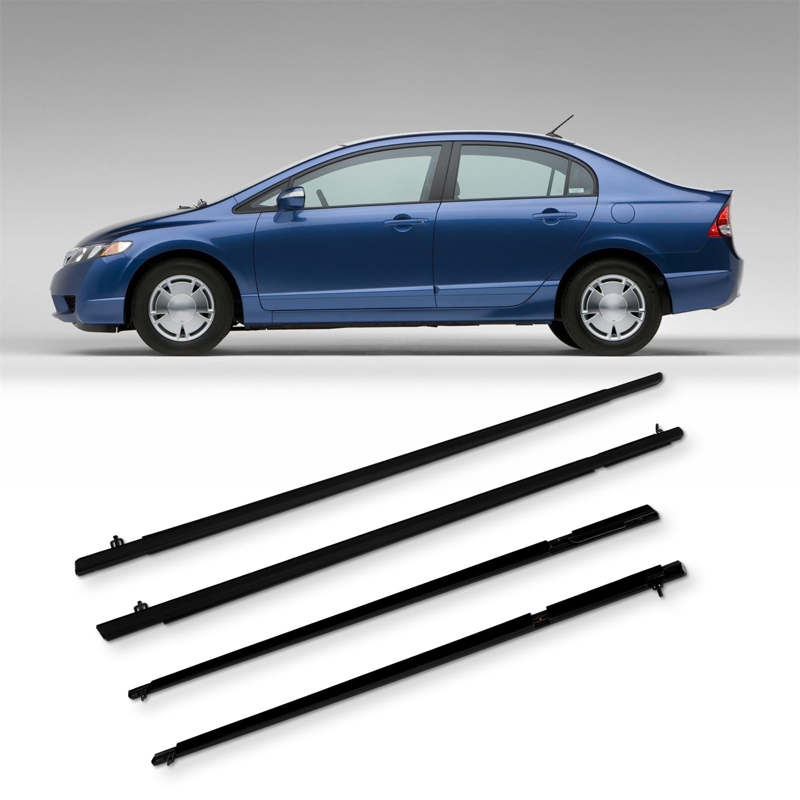 4PCS Door Window Molding Trim Seal for 2006-2011 Honda Civic 72460-SNA-A01
