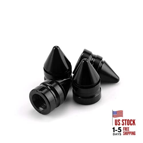 Car Tire Valve Caps, 4 Pieces of Universal Aluminum Alloy Tire Trim Black