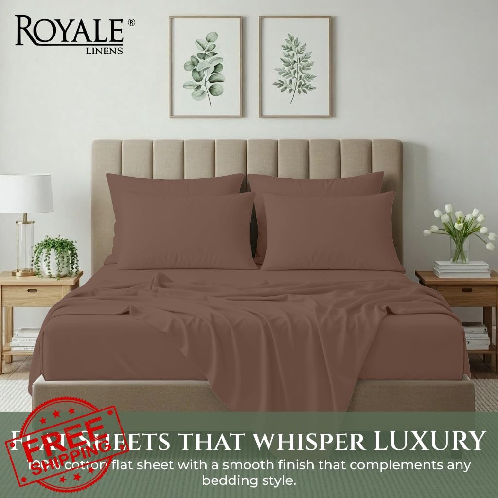 Royale Linens Cal King Chocolate Flat Sheet