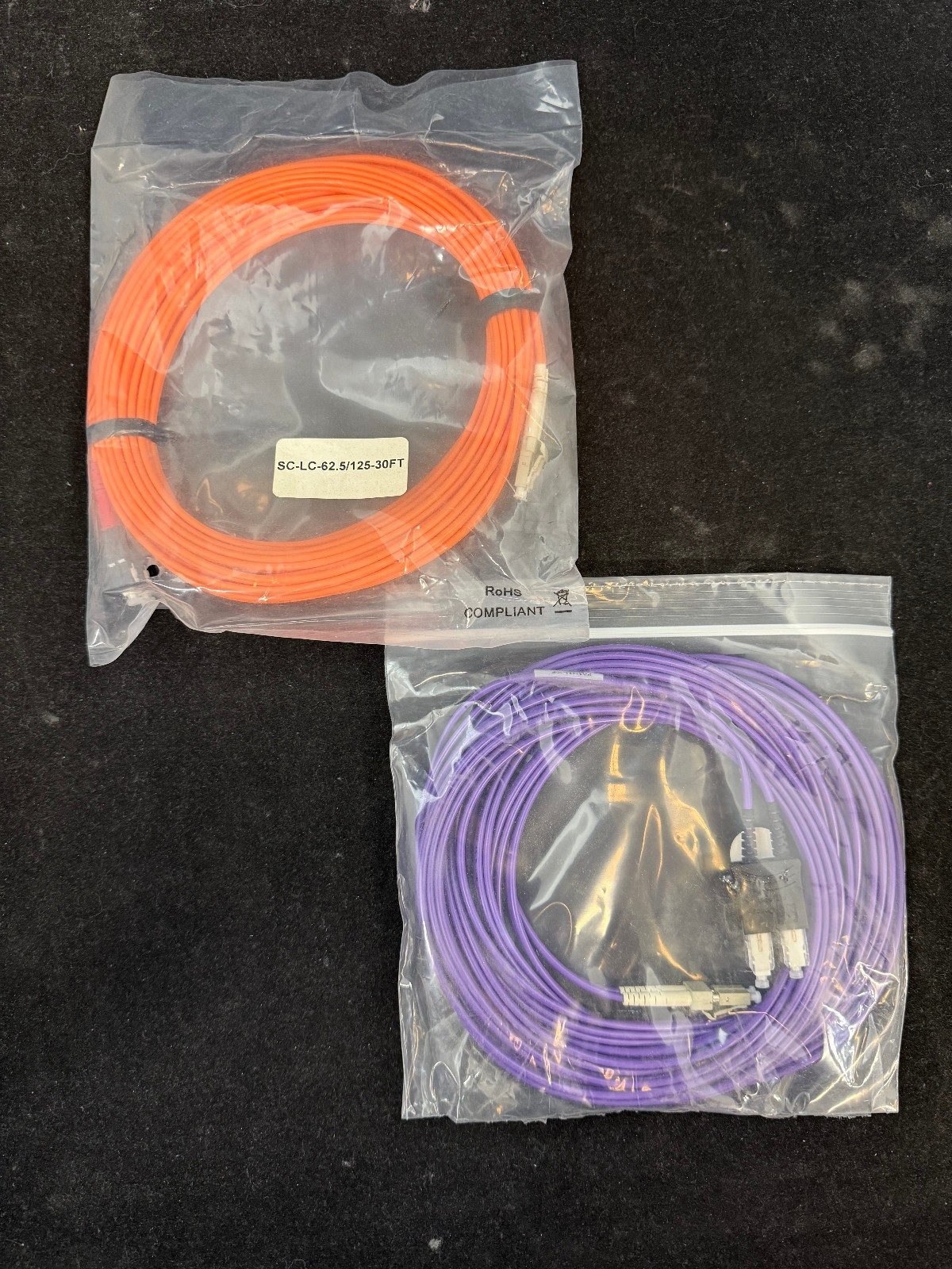 *Lot* MM62 LC to SC Fiber Optic Patch Cable Multimode Duplex 9.5m/30ft