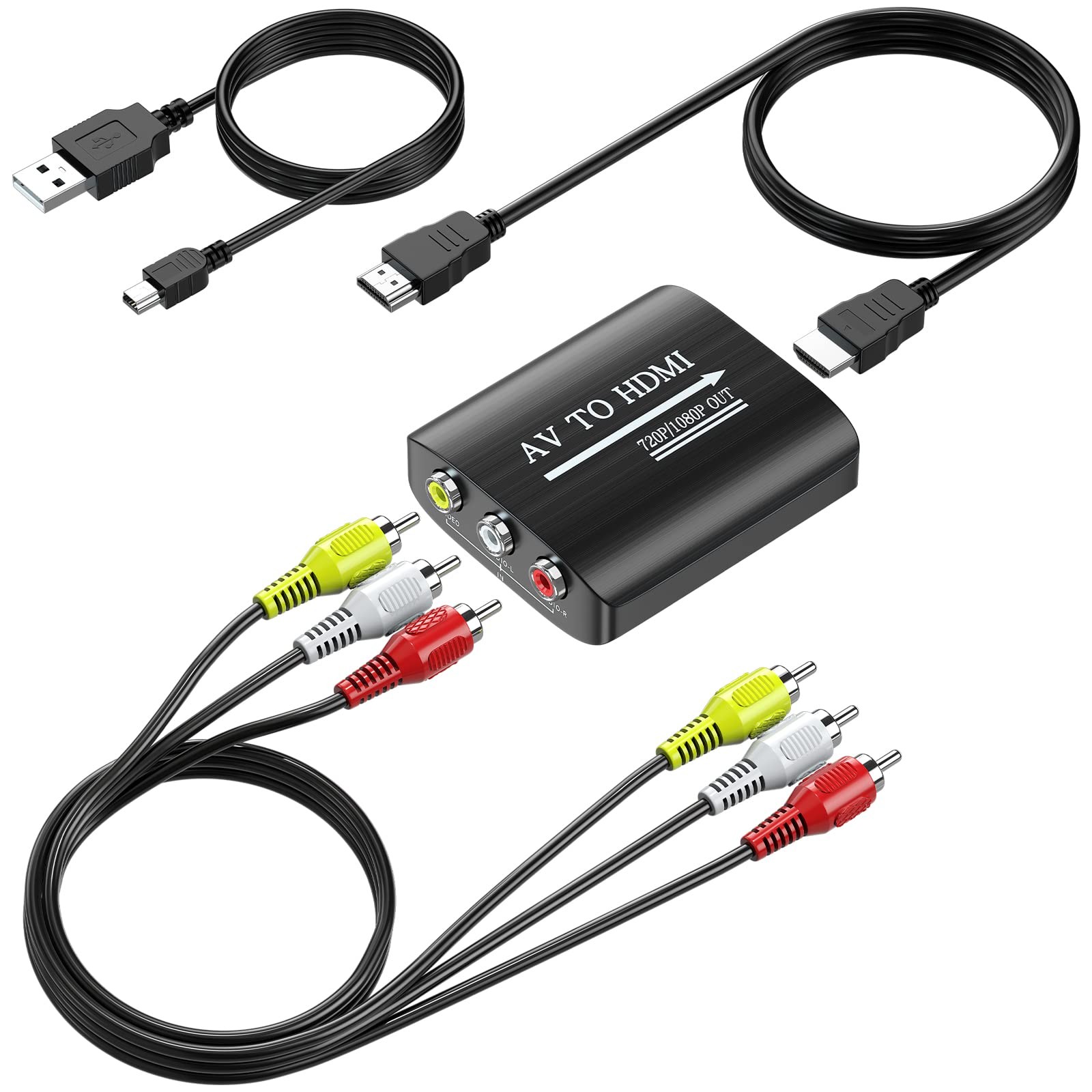 GINGIN RCA to HDMI Converter, AV Converter for Red,White