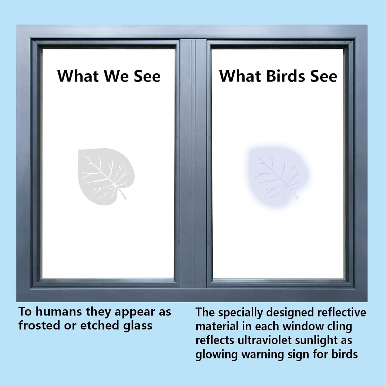 Window Decals for Bird Strikes,52 Pieces Large Leaf Shape anti Collision Window