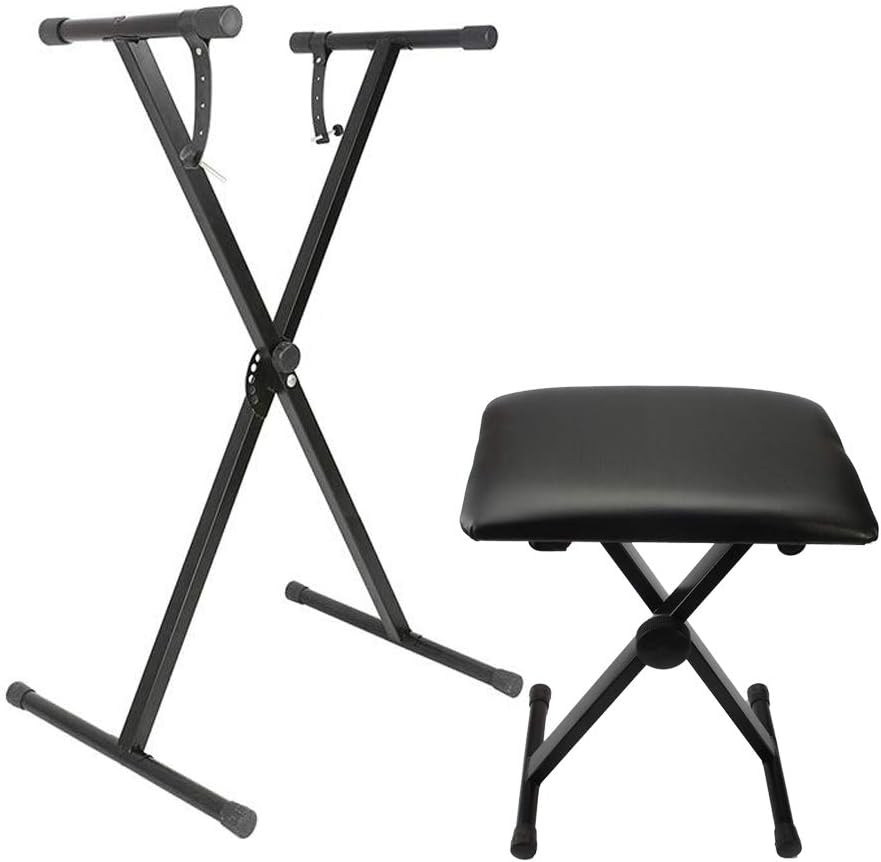 Heavy Duty Keyboard Stand and Stool, Adjustable 7 Height and Portable (Single-X)