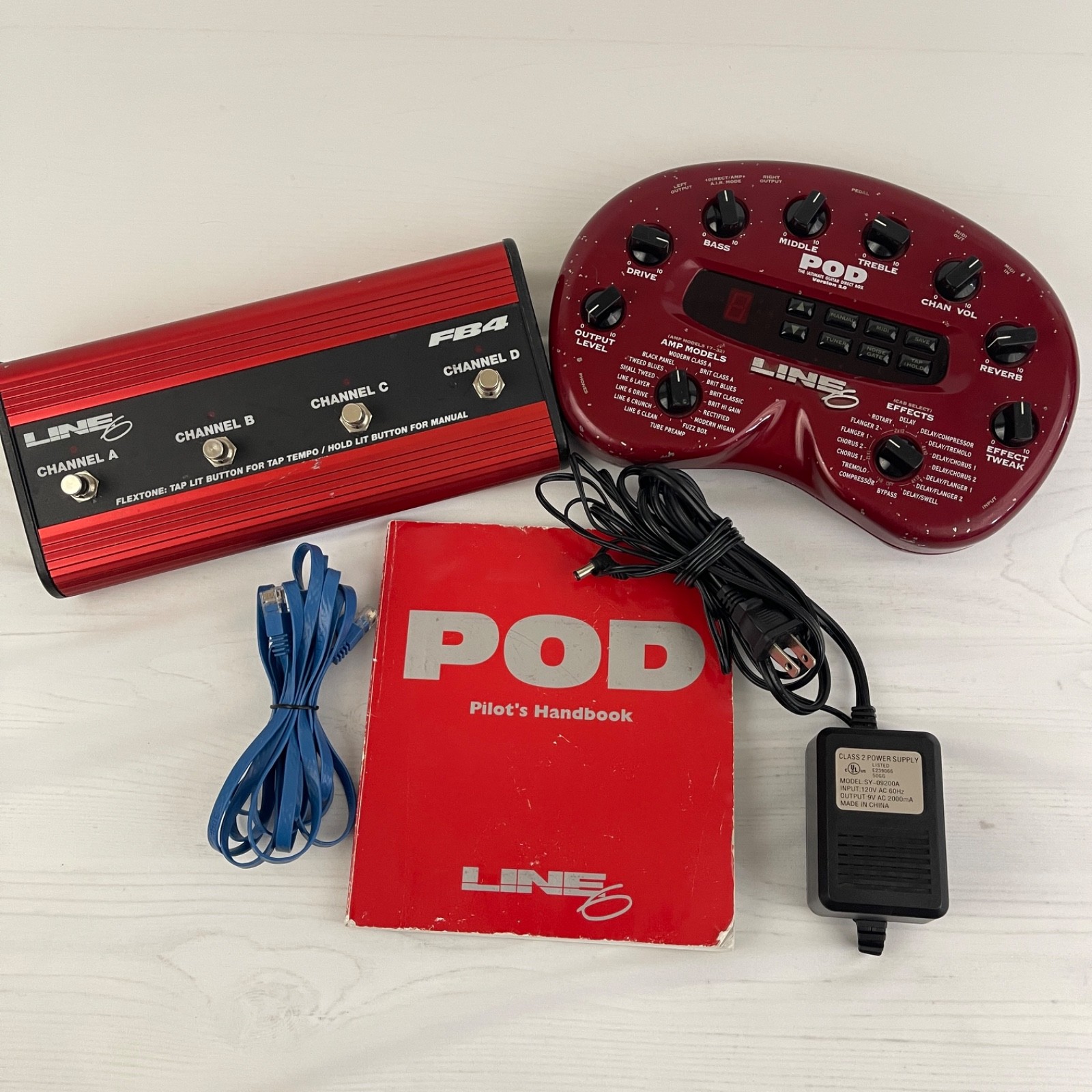 Line 6 POD 2.0 Guitar Effects Processor With Fb4 Floor Switch & Power Adapter