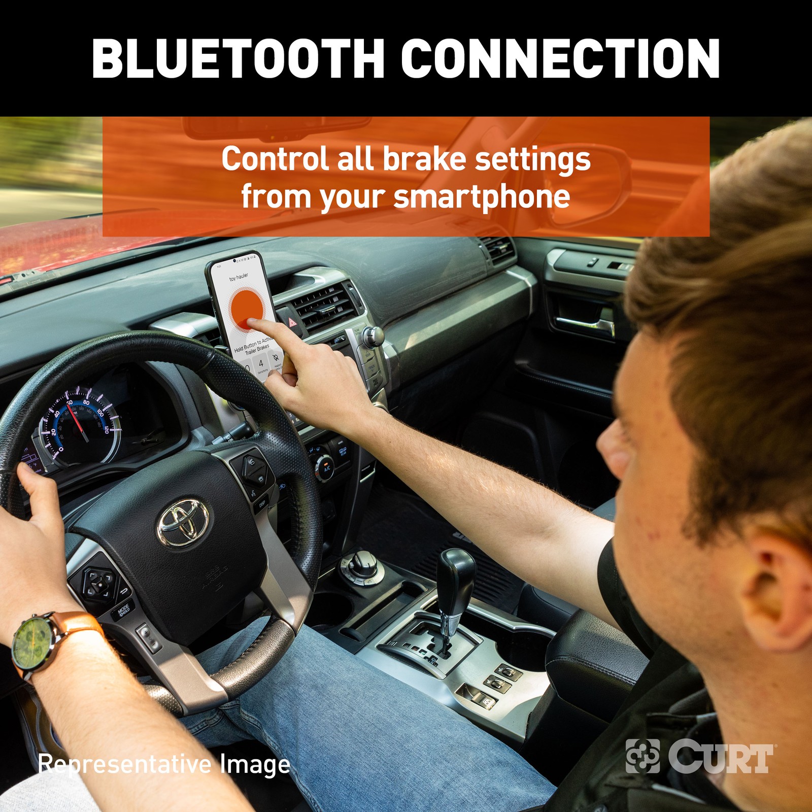 CURT 51190 Echo Under-Dash Electric Trailer Brake Controller with Bluetooth