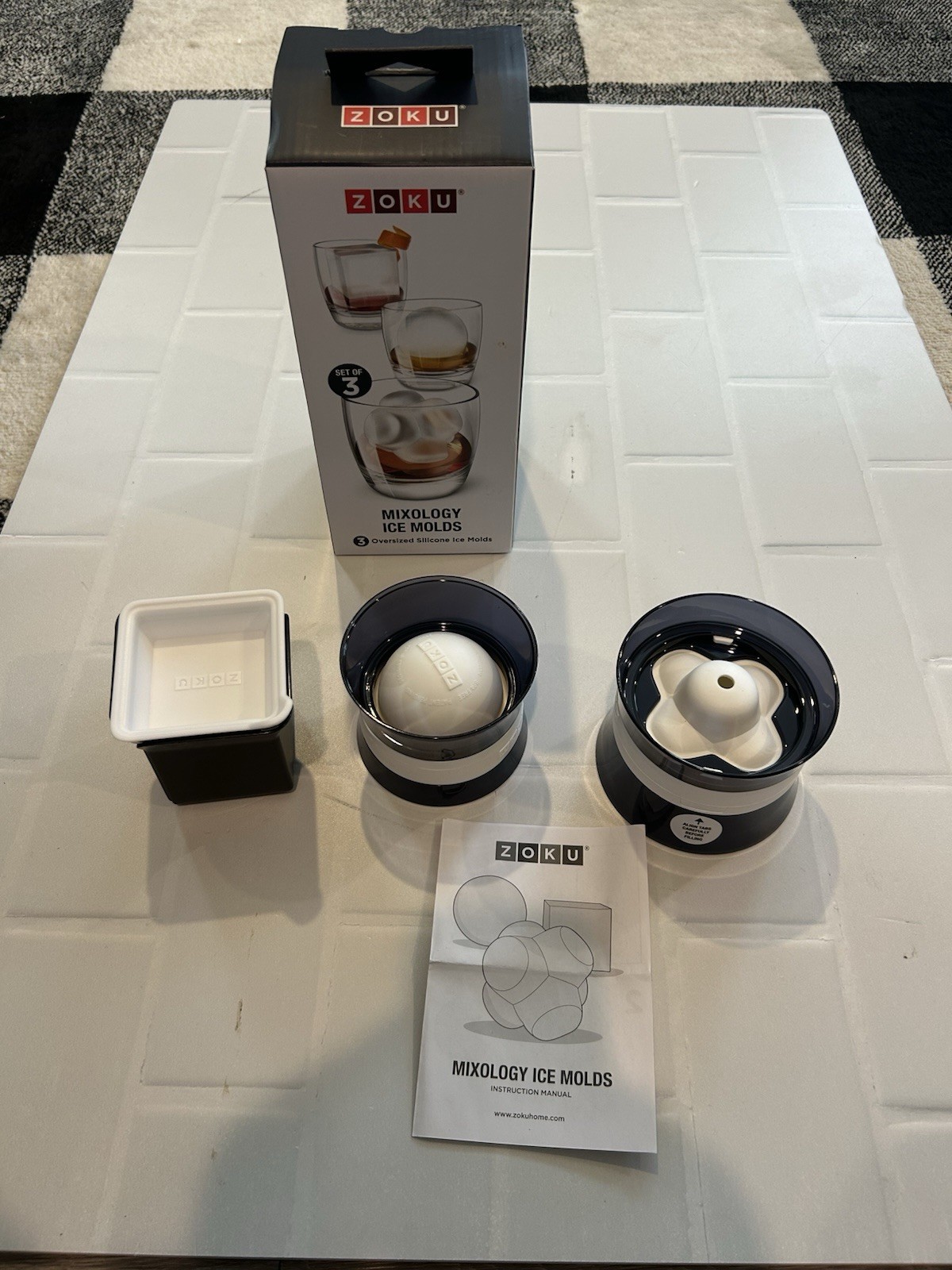 Zoku Mixology Ice Molds, Set of 3 Pieces Jack, Sphere, Cube
