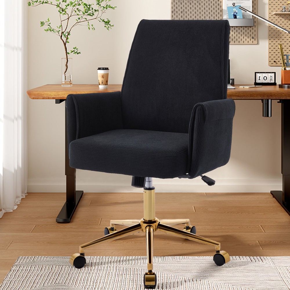 Mid-back liftable office chair, striped fabric, and ergonomically designed