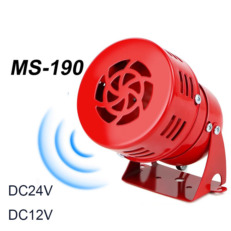 DC24V DC12V MS-190 Mini Power Buzzer Siren Alarm Sound Motor Power 40W 110dB Red