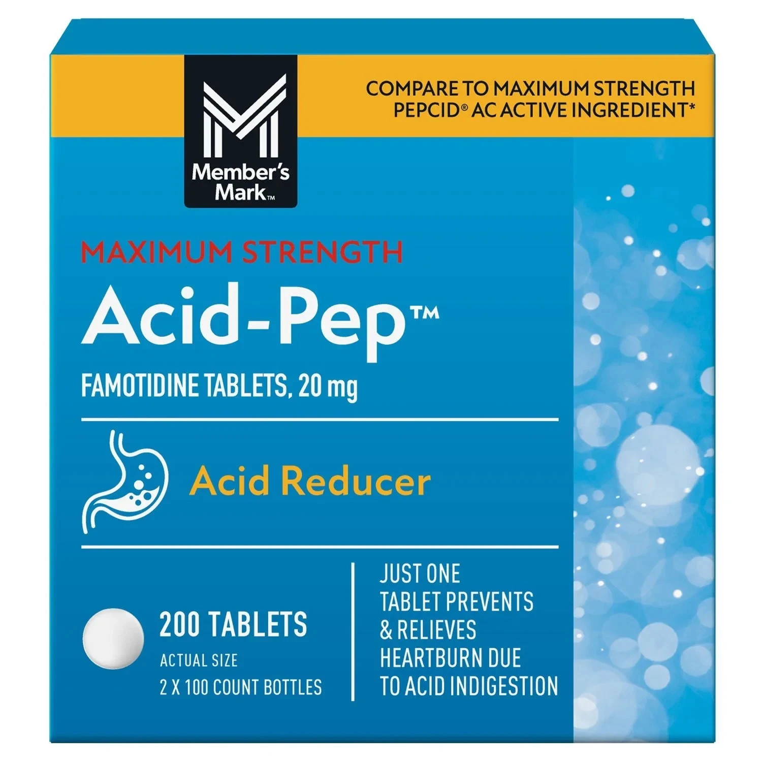 Member’s Mark Famotidine 20 mg, 200 ct – Acid Reducer, Compare to Pepcid AC