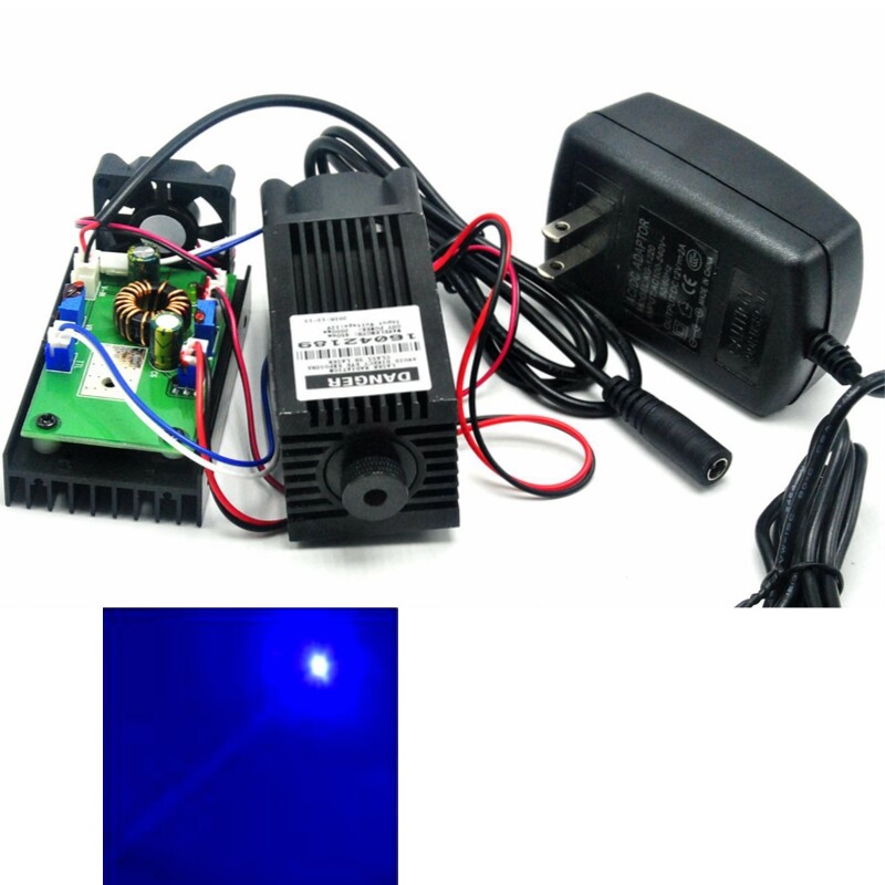 450nm 2W 2000mw Blue Laser Dot Module Engraving Lasers w 12V Adapter