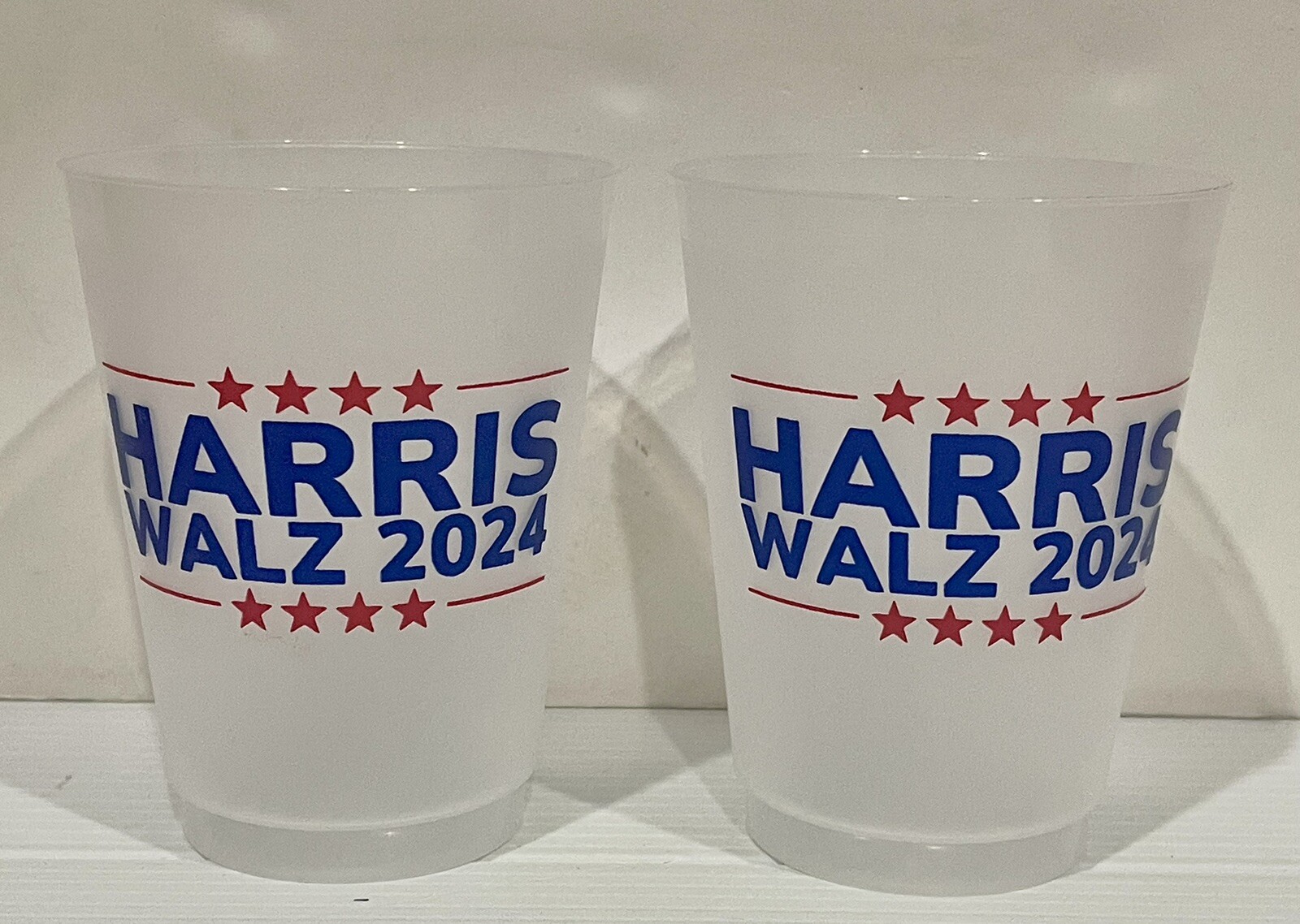 KAMALA HARRIS TIM WALZ 2024 PLASTIC TUMBLERS QTY 2-RARE ELECTION COLLECTIBLE