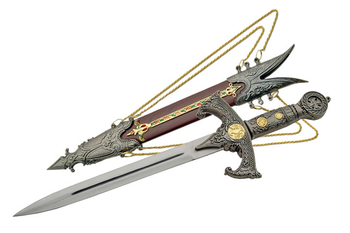 NEW! 17" Medieval Royal Double Edged Dagger w/ Scabbard