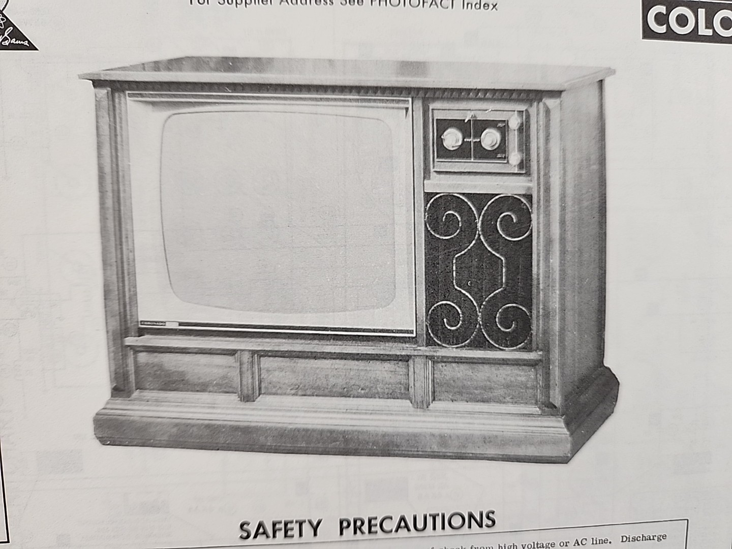Sams Photofact Repair Service Parts Manual For Coronado Color TV TV2-6623A +