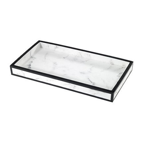 Avanti Jasper Framed Marble-Look Resin Bathroom Tray Black/White
