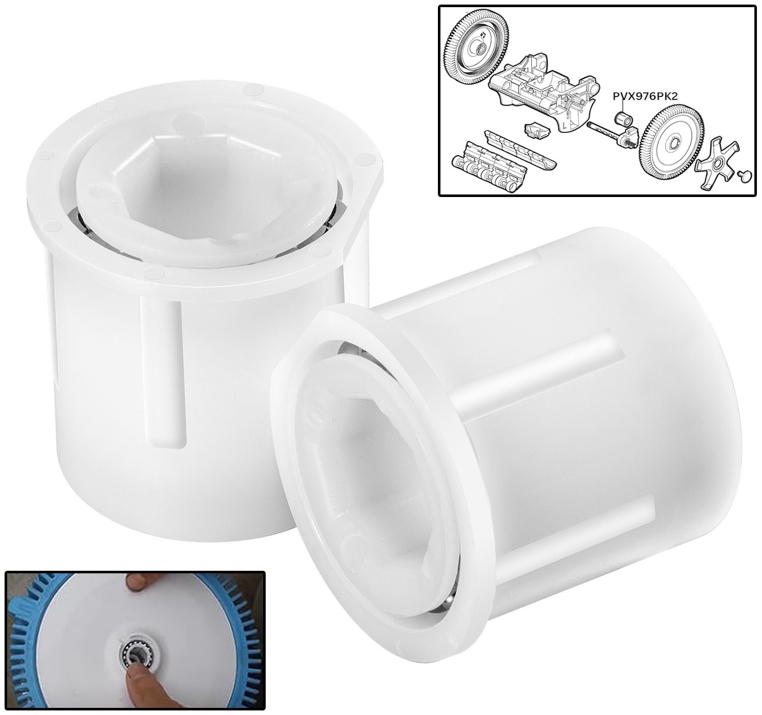 PVX976PK2 Wheel Bearings Repair Kit For Hayward AquaNaut 200/400/450 Cleaners
