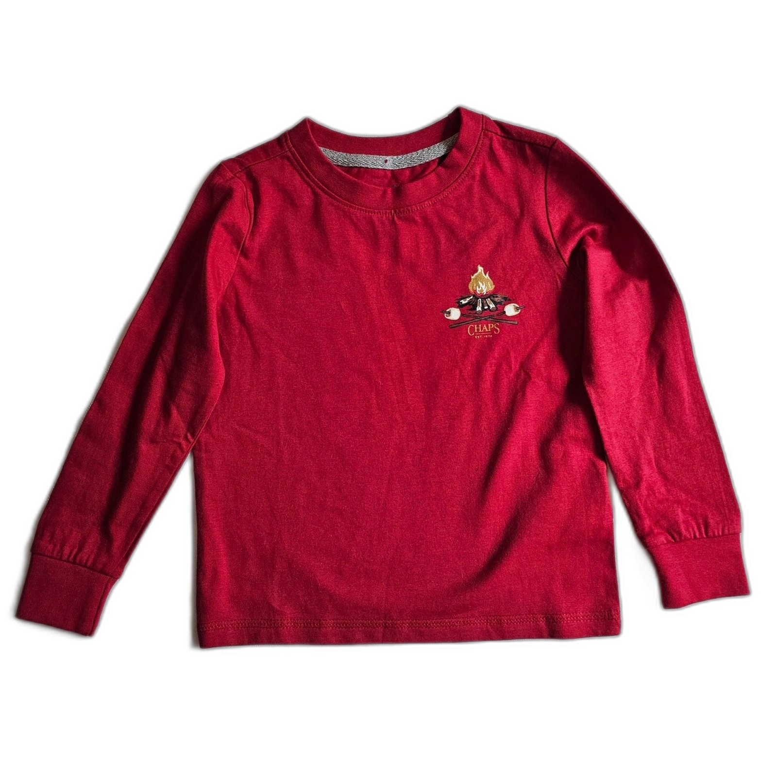 Chaps Kids Camping summer Long Sleeve Cotton T-Shirt w Campfire & Dog etc. sz 2T
