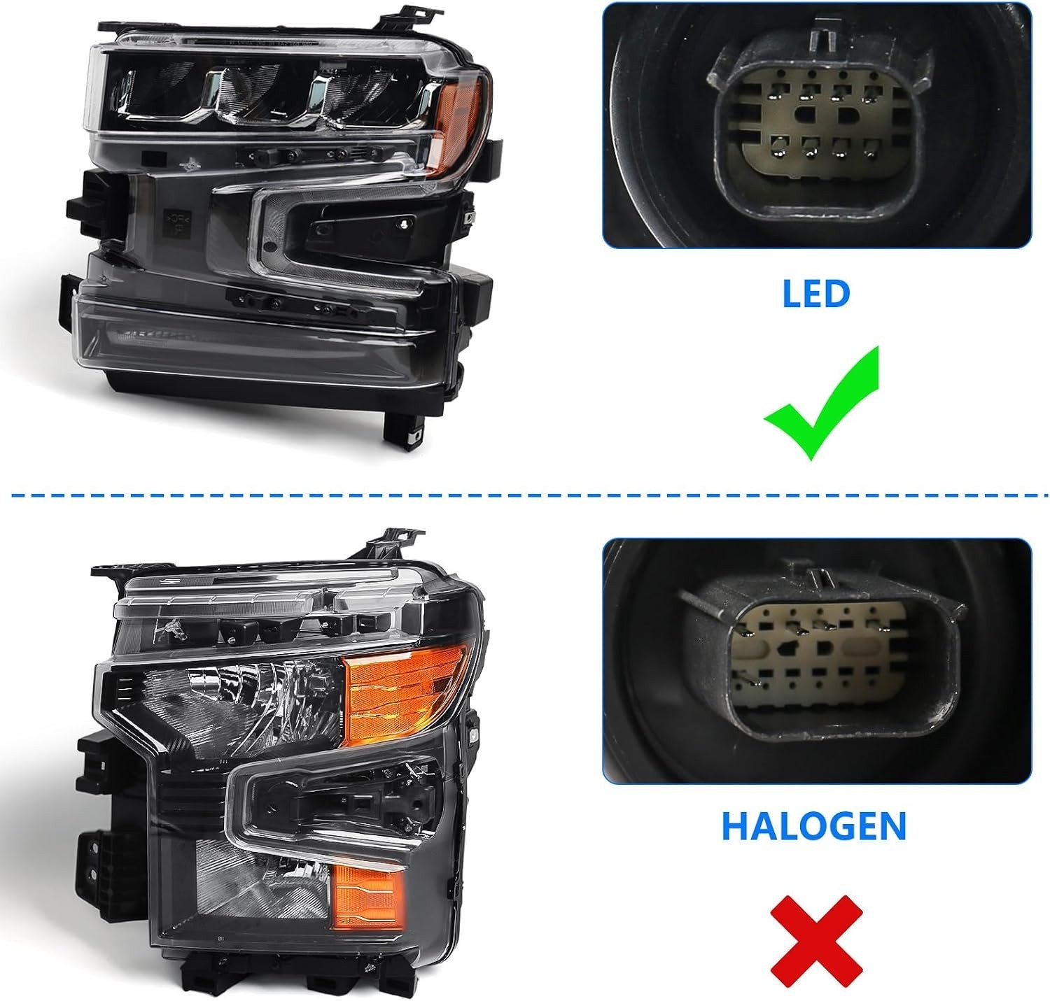 Full LED Headlight Assembly for Chevy Silverado 1500 2019 2020 Left Driver Side
