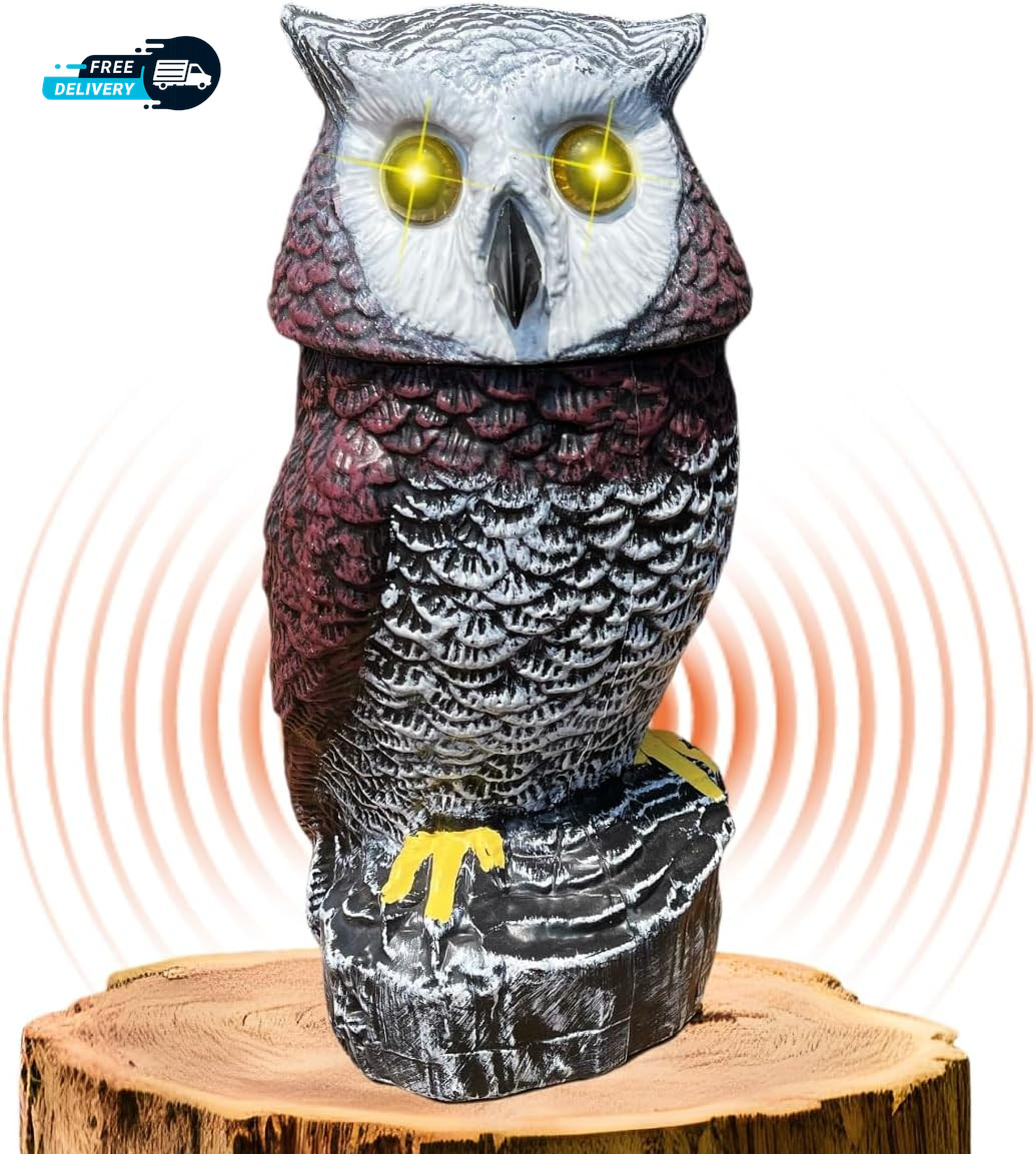 Solar Powered Garden Owl with Motion Detection Rotating Head Realistic