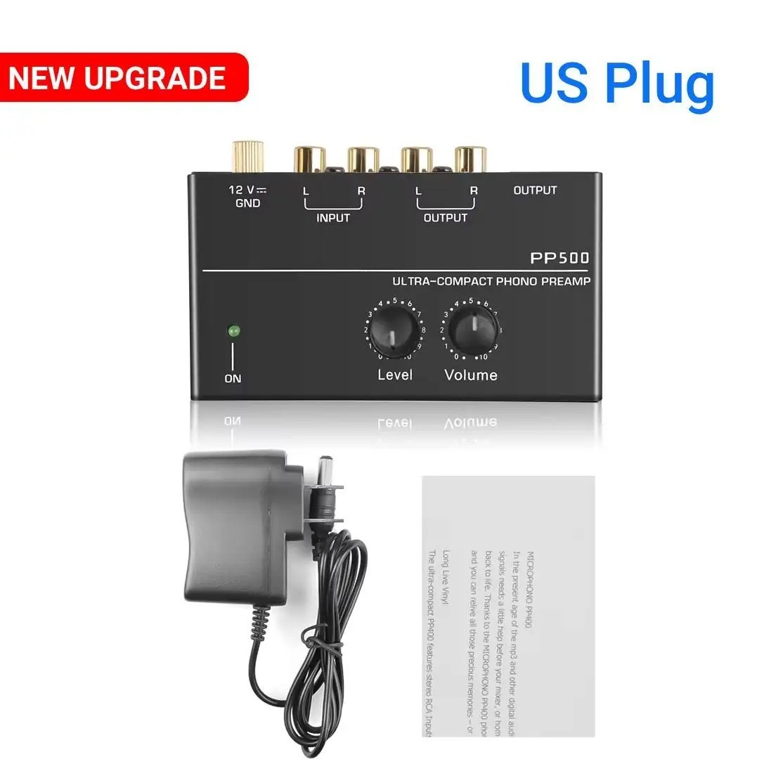 Pyle Phono Turntable Preamp Mini Electronic Audio Stereo Phonograph Preamplifier