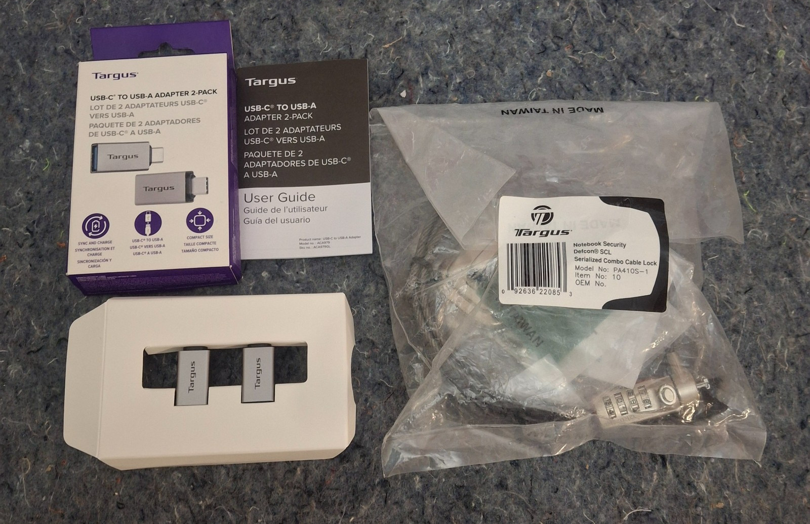 Targus Defcon SCL Laptop Combo Cable Lock Notebook Security PA410S + USB Adapter