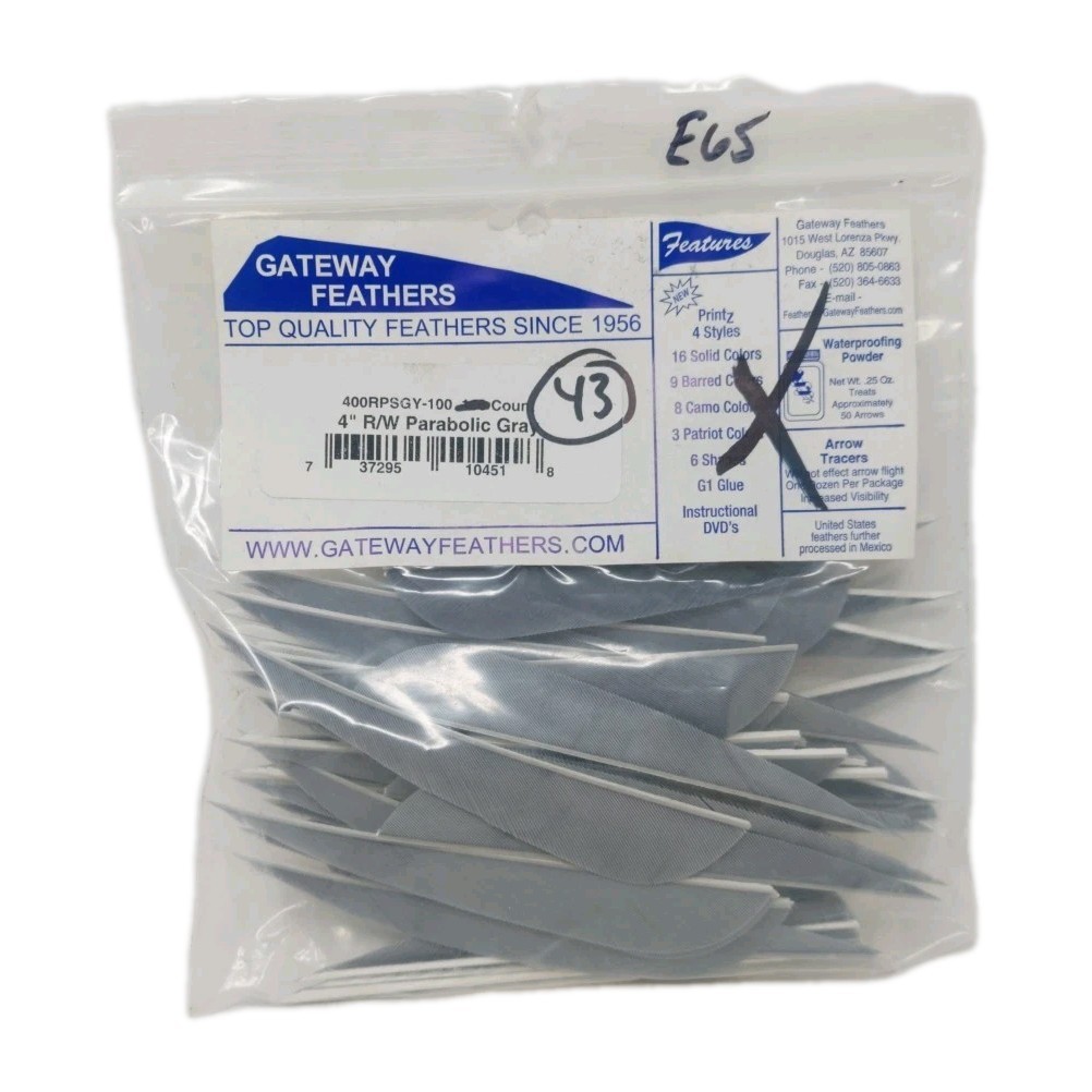 43 Count Gateway Feathers 4" Right Wing: Parabolic Gray
