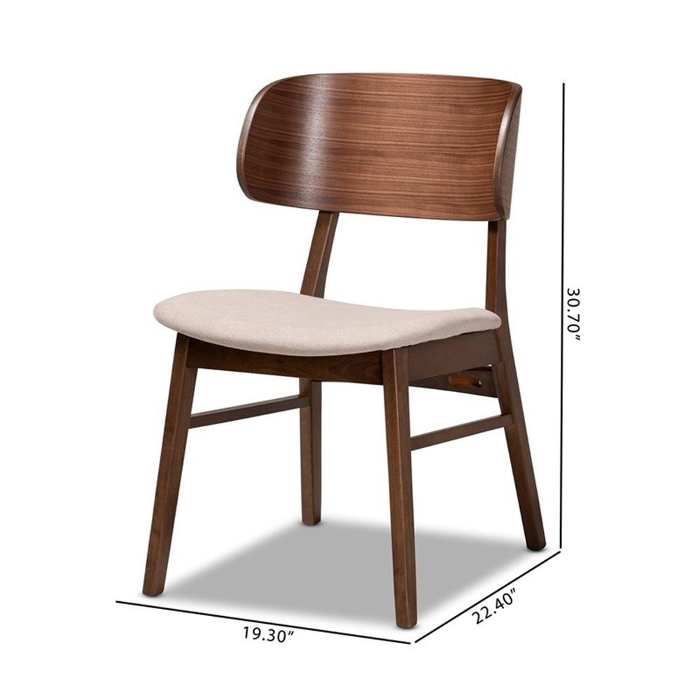 Bowery Hill Beige and Brown Finished Wood 2-Piece Dining Chair Set