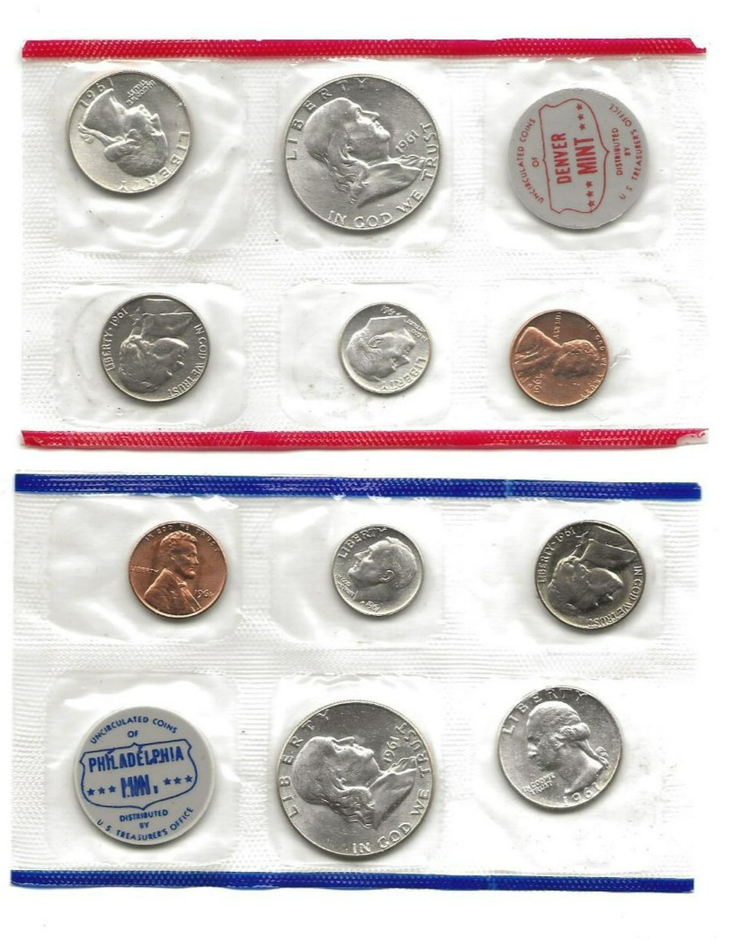 1961 p+d 10-piece uncirculated mint set **