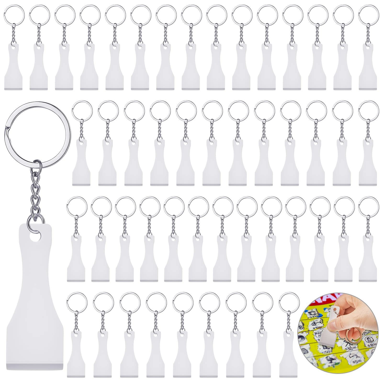 Bucherry 50 Pcs Scratcher Tool Plastic Scraper 0.87 X 2.24 Inches, White