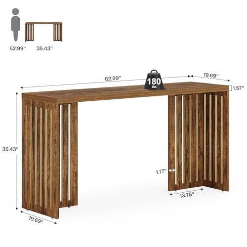 Tribesigns Bar Table, 63-Inch Counter Height Pub Table, Industrial Rustic Brown