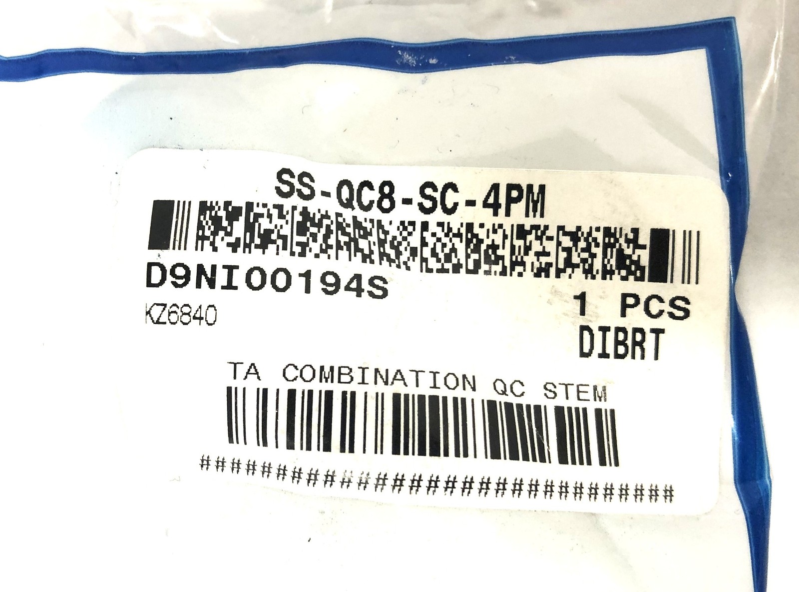 Swagelok TA Combination Quick Connect Stem SS-QC8-SC-4PM NOS