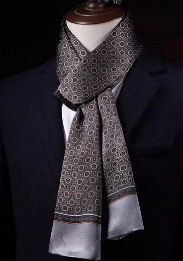100% Silk men women Scarf neckerchief Wrap long dot beige gray coffee MY175-32