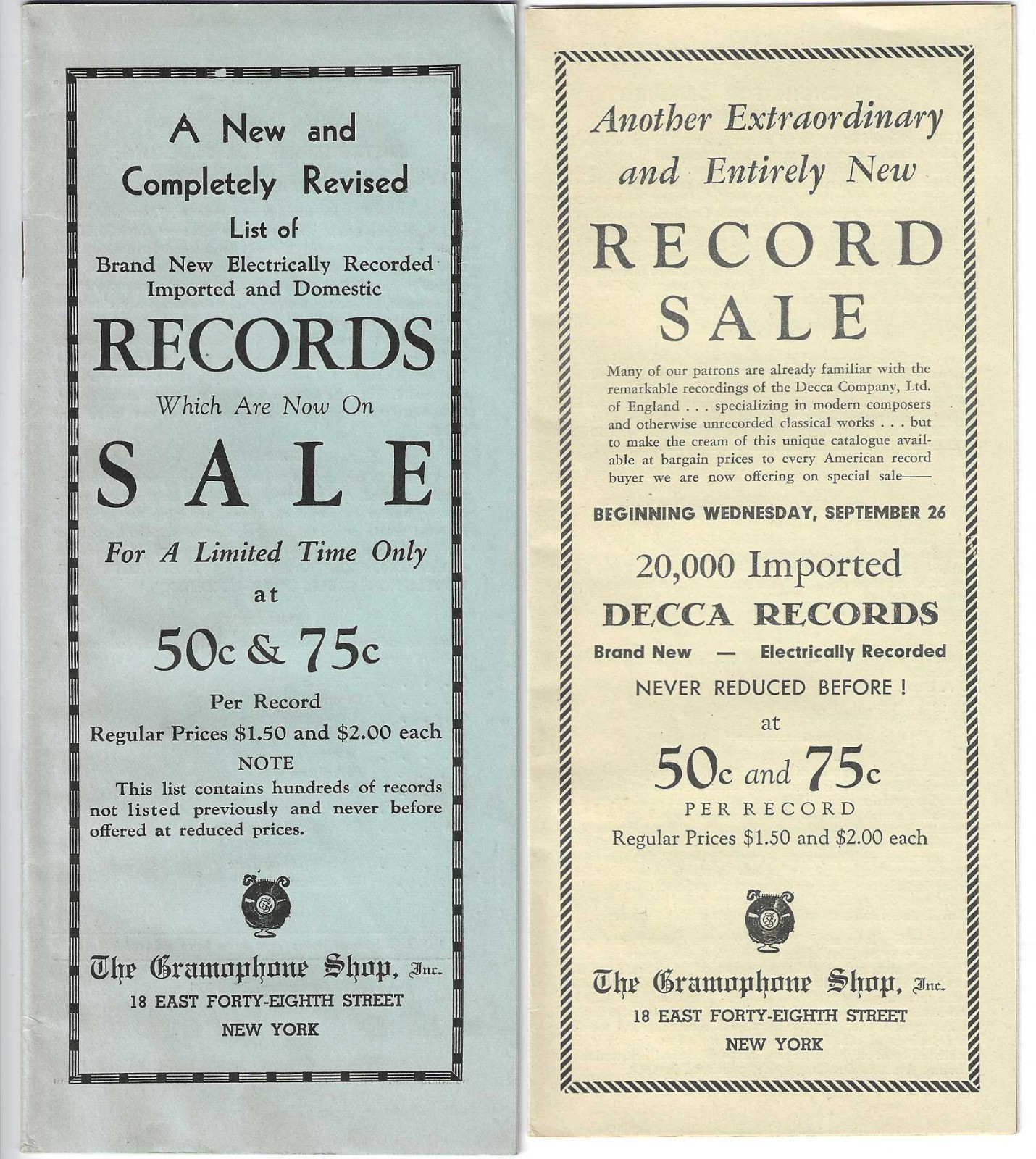 1934 Gramophone Shop Sale Catalogs