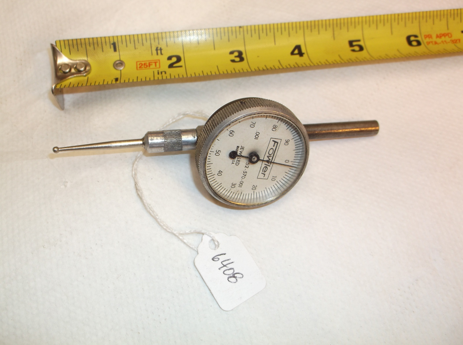 Test Indicator, Fowler No. 52-570-001 (.001") .100" Range, Machinist Tool, USA