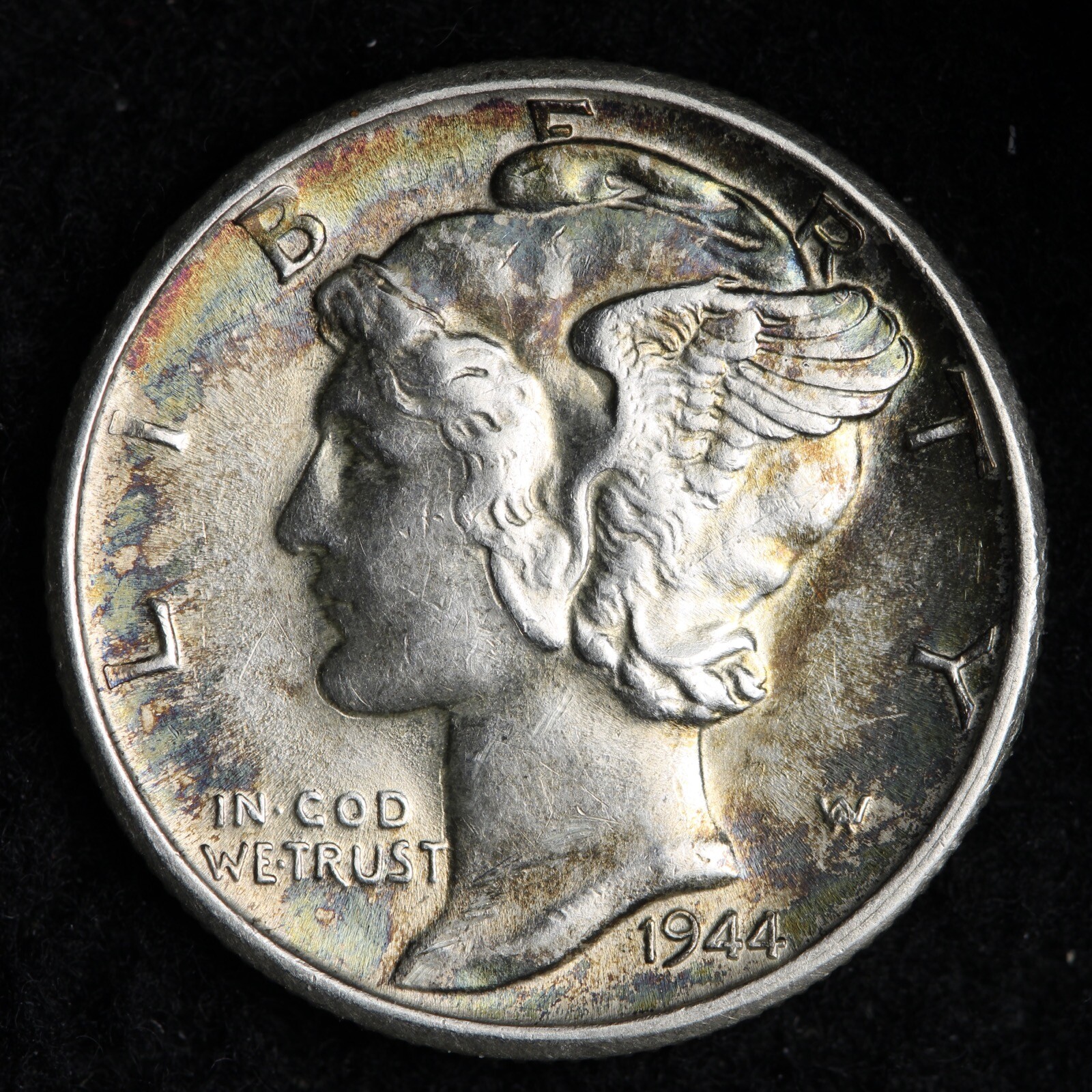1944-S Mercury Silver Dime CHOICE AU/UNC TONED E401 T