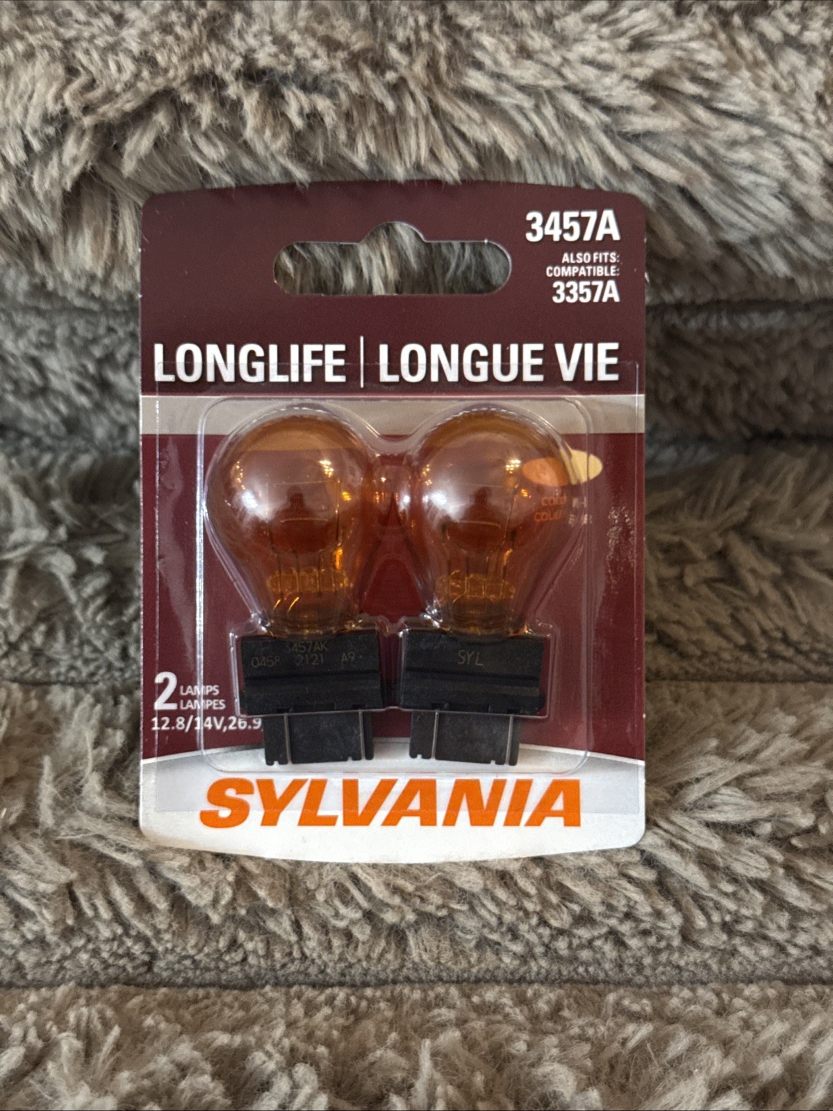 SYLVANIA 3457A LONGLIFE BULB QTY 2 DRL TURN SIGNAL SIDE MARKER AMBER