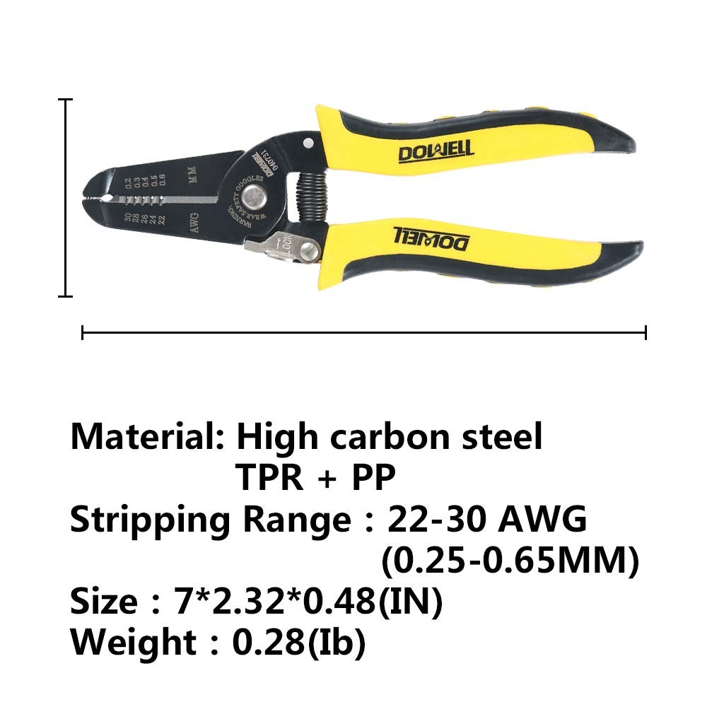 DOWELL 22-30 AWG Wire Stripper Stripping Tool 22-30AWG, Yellow