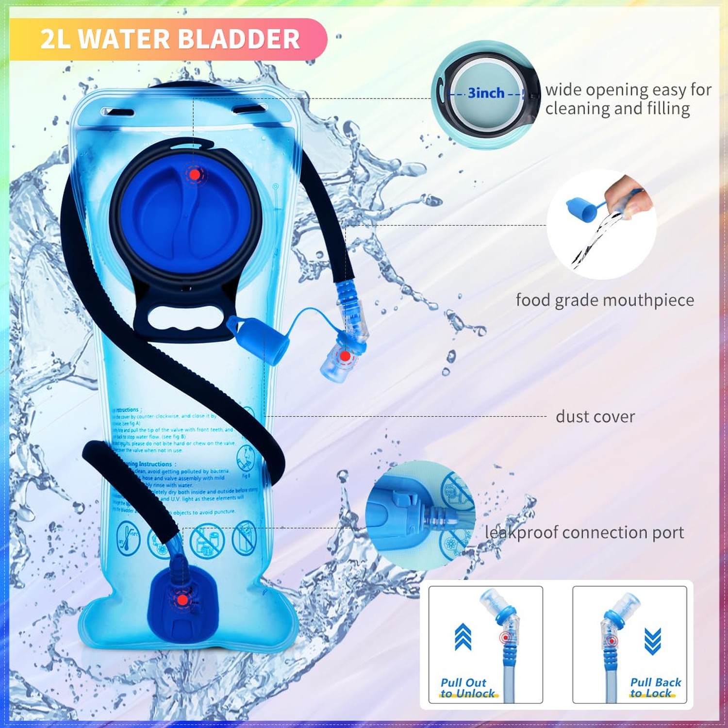 Hydration Backpack, Water Backpack with 2L Hydration Bladder, Rave Backpack H...