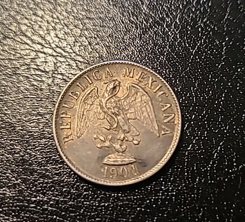 1901 Mexico 20 Centavos Silver Nice Patina Tone