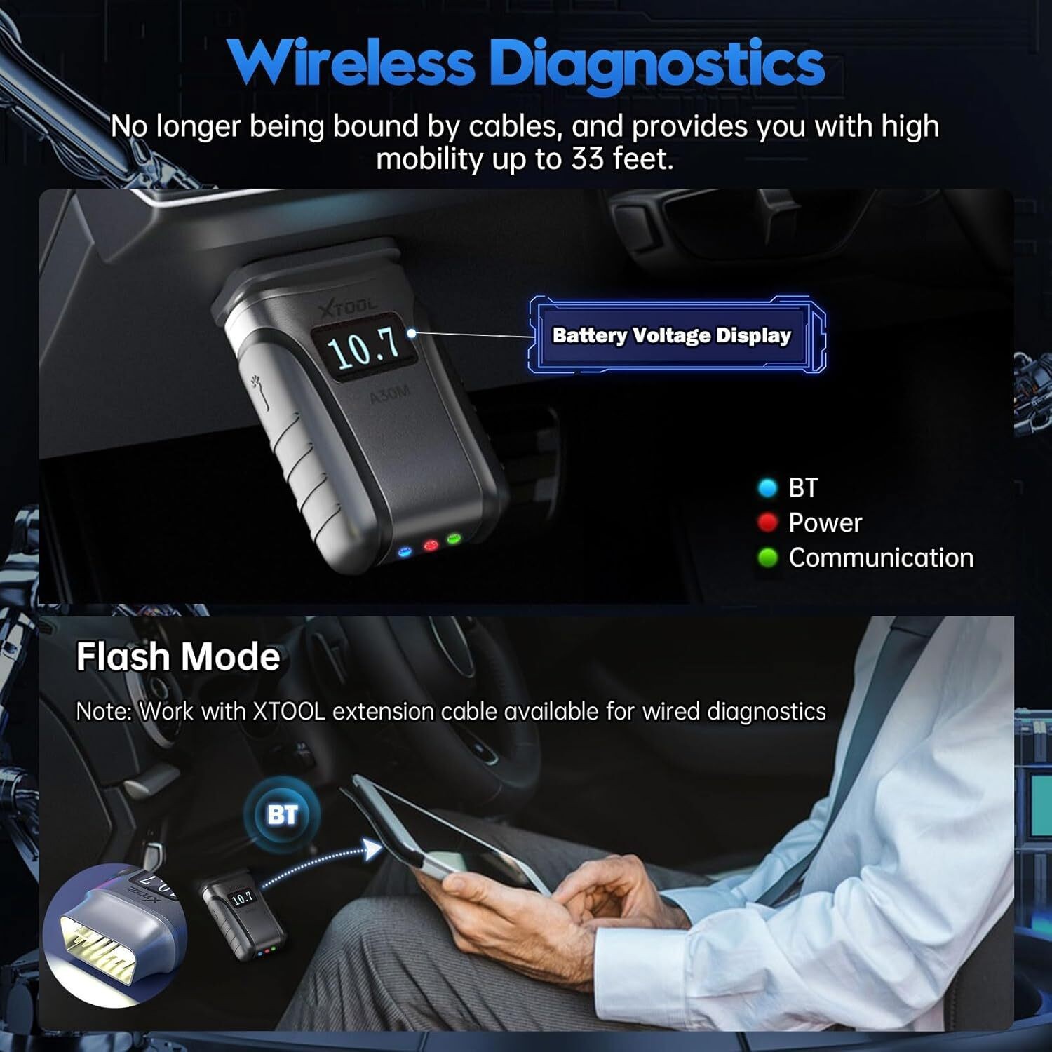 USED XTOOL A30M OBD2 Scanner Code Reader Full System Car Diagnostic Tool NEWEST