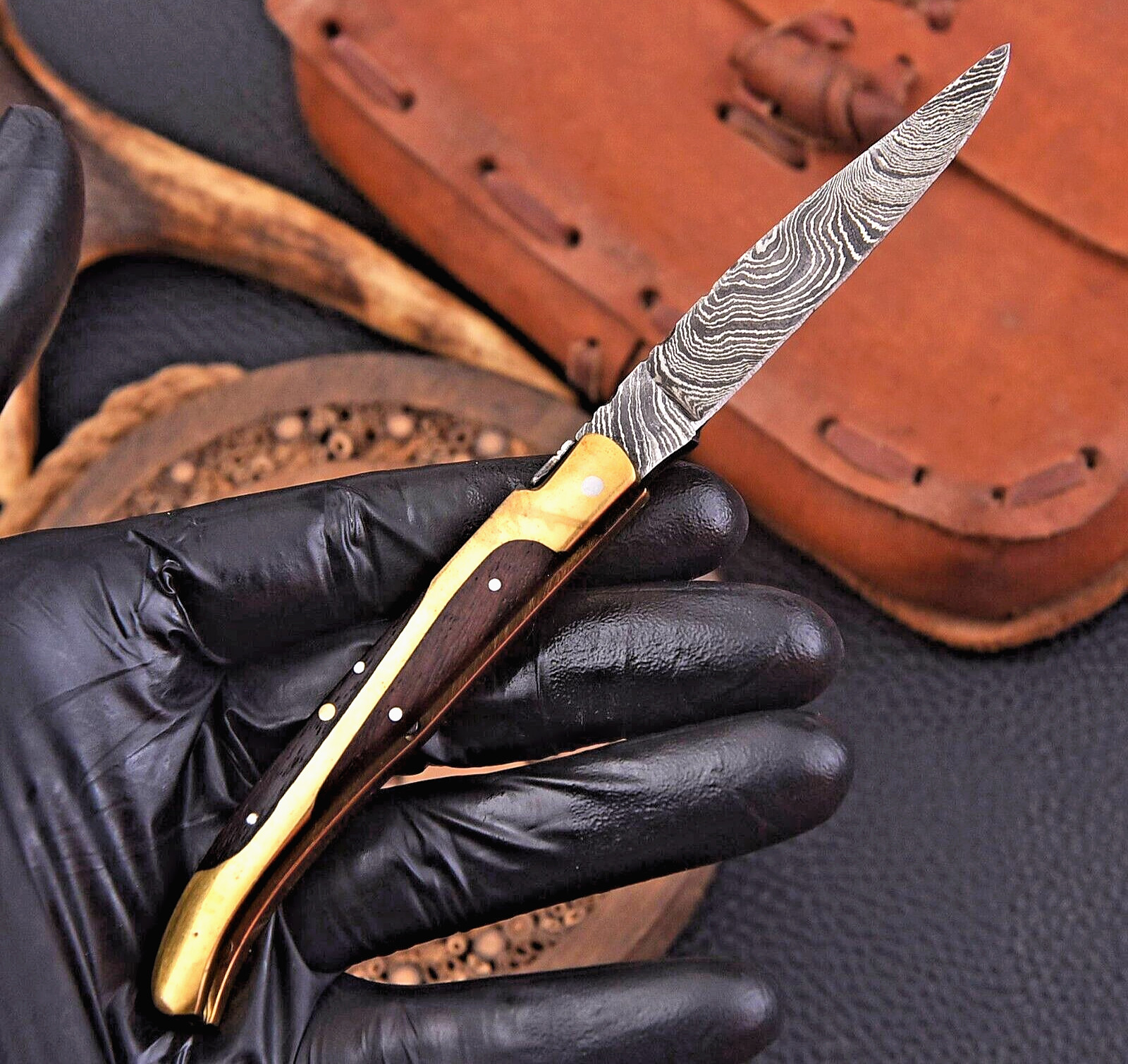 CUSTOM MADE HAND FORGE DAMASCUS STEEL FOLDING POCKET KNIFE EVERYDAY CARRY 1260